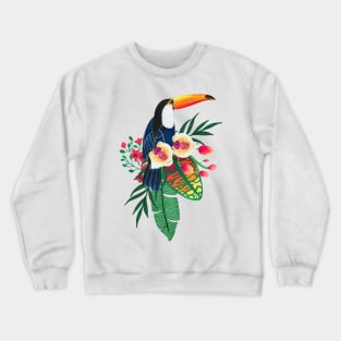 Tropical bird and flowers Crewneck Sweatshirt